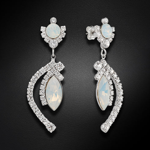 Vestuviniai auskarai "J'Adore V (Baltasis Opalas)" su Swarovski™ kristalais